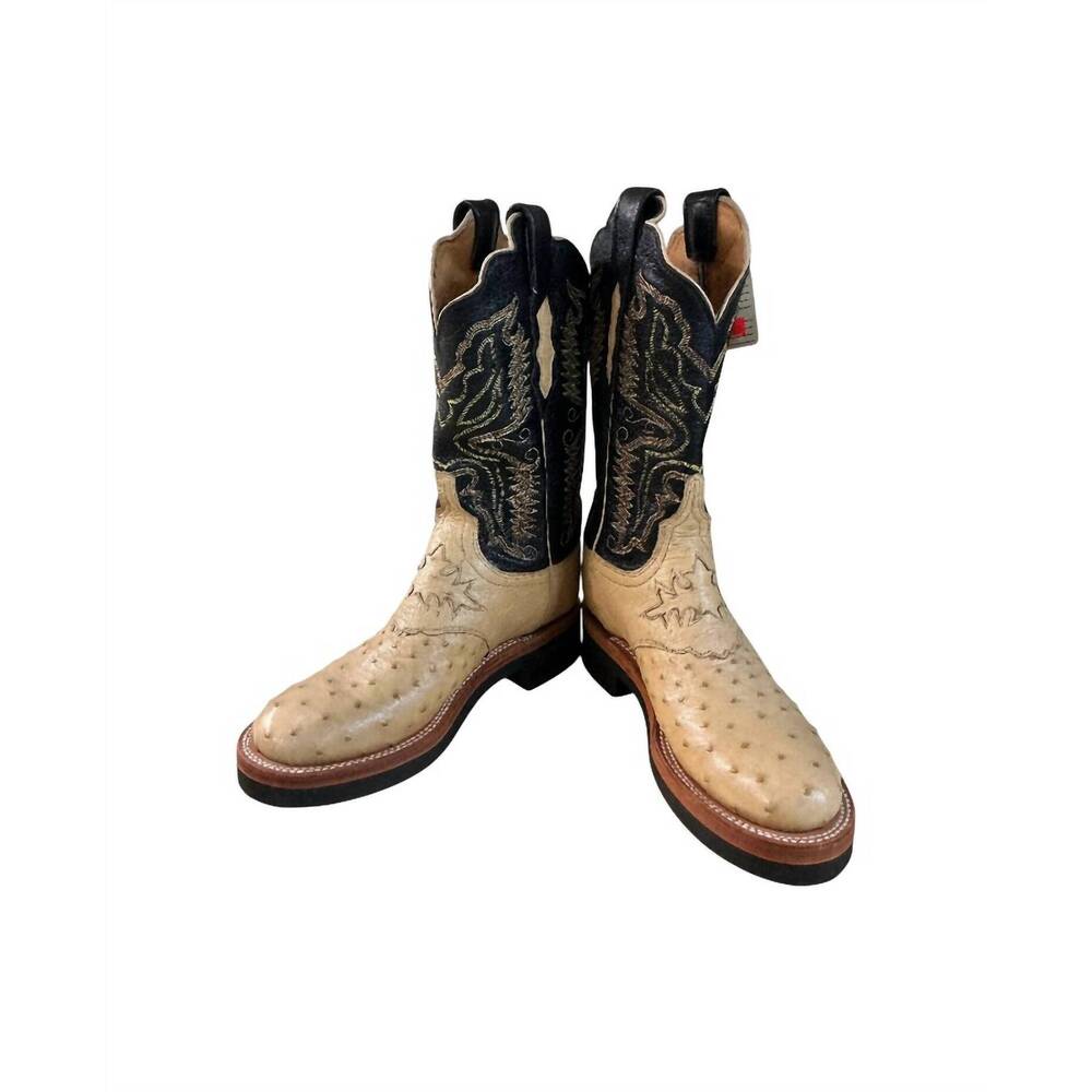 NEW LUCCHESE women's ostrich boot in tan and black